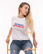 Load image into Gallery viewer, Blue &amp; Red Netball Republic T-Shirt
