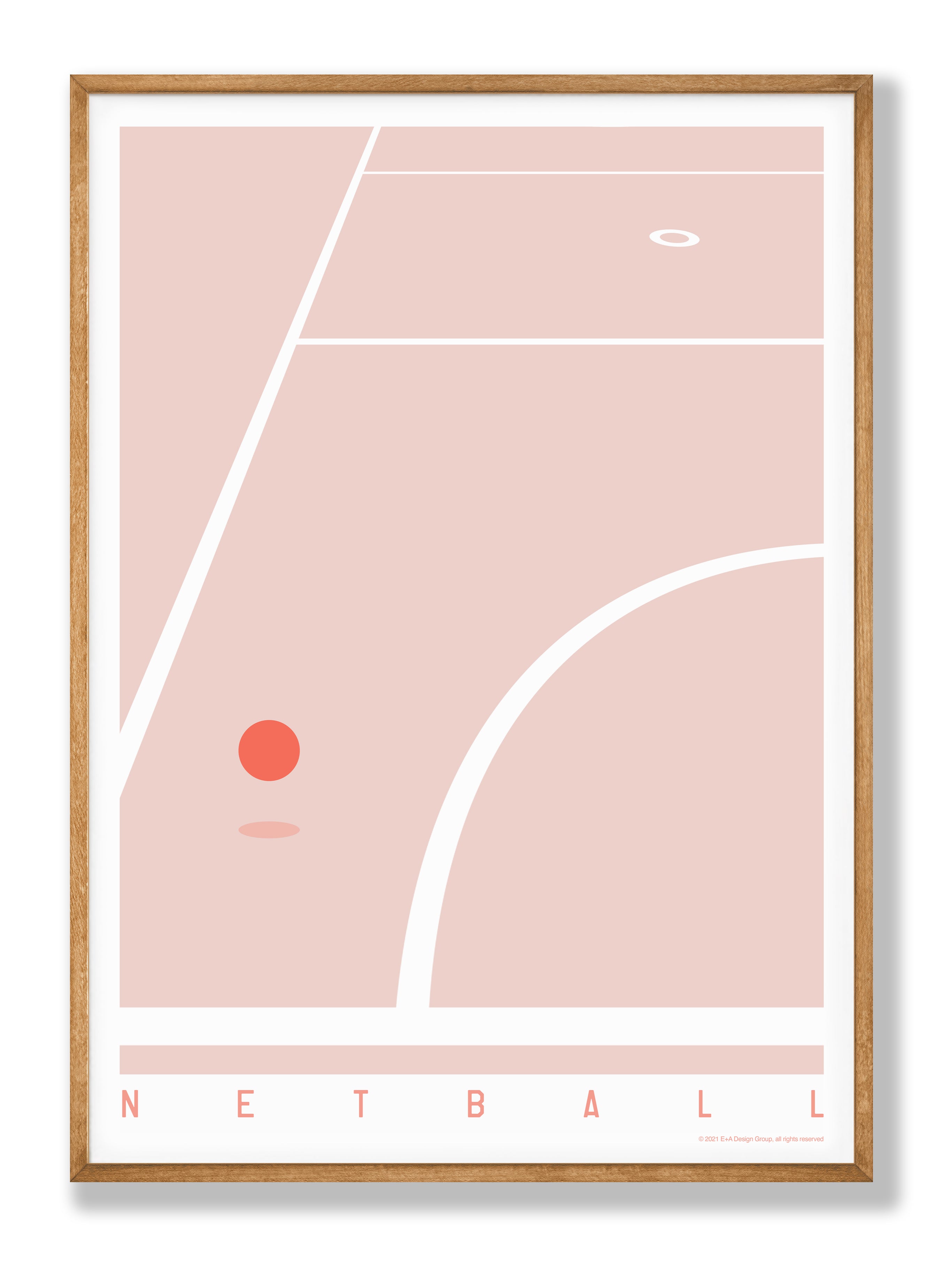 Netball Court Poster (Light Pink)