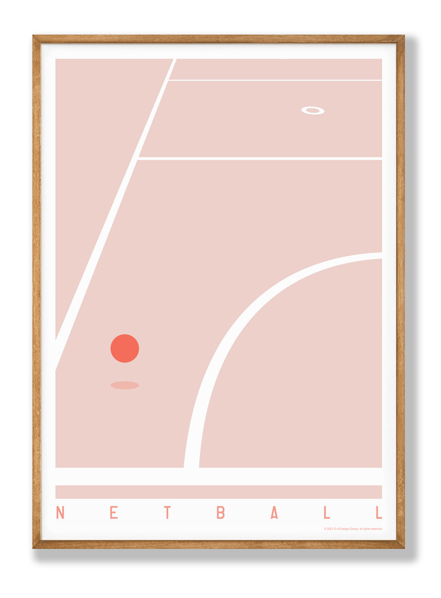 Netball Court Poster (Light Pink) – Netball Republic TM