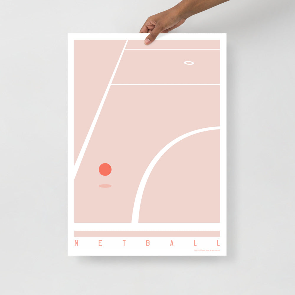 Netball Court Poster (Light Pink)