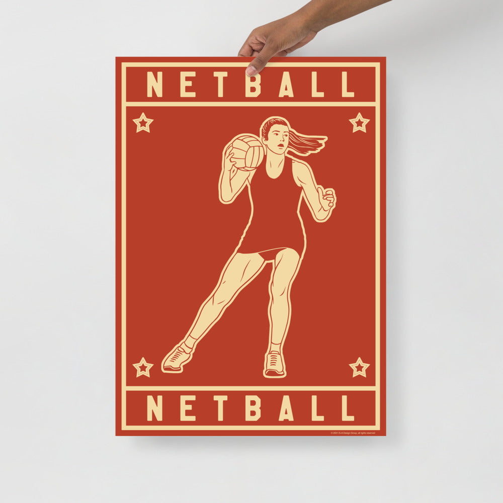 Netball Icon Poster (Burgundy)