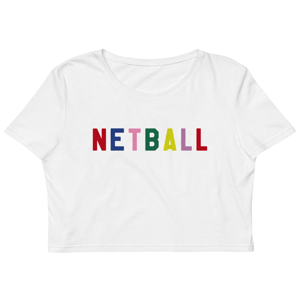 Netball Colors Organic Crop Top (White)